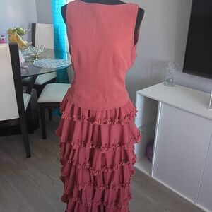 Elegant Ruffled Red Dress